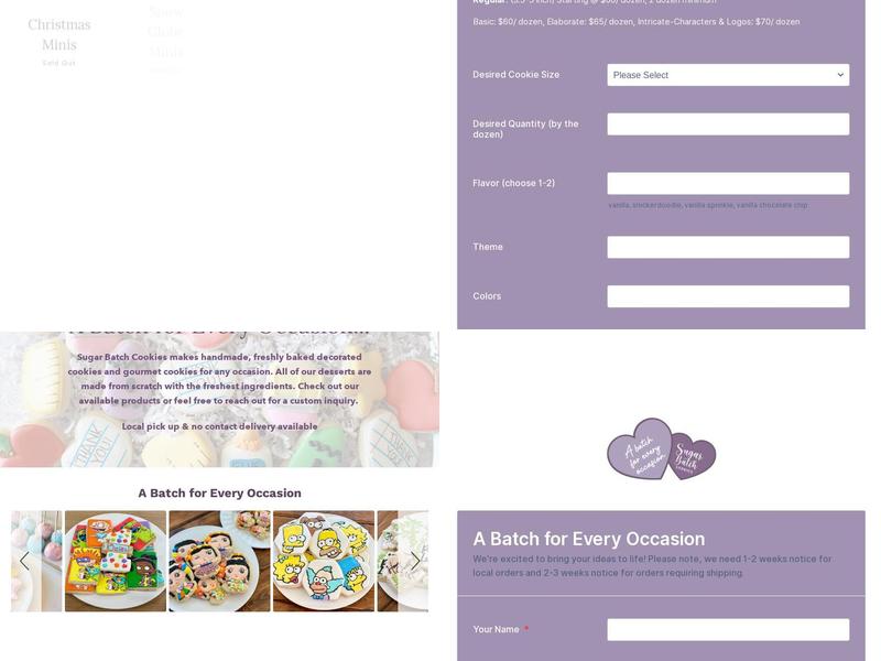Sugar Batch Cookies Menu