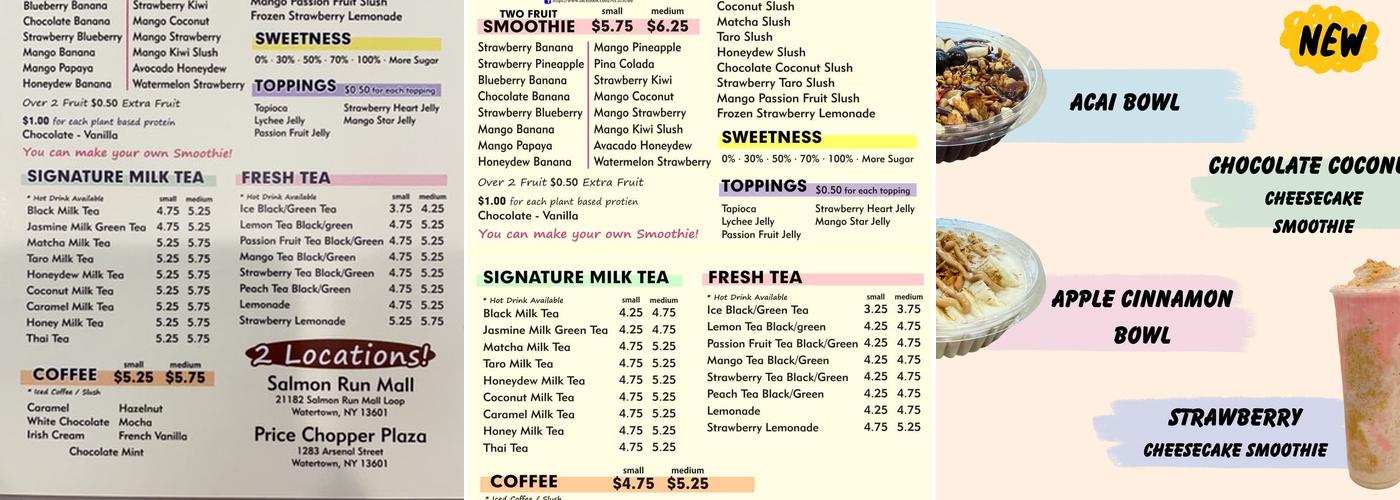 JUJU66 real fruit smoothie and fresh tea Menu