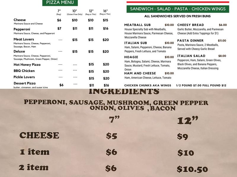 Dave's Drive-Thru Menu
