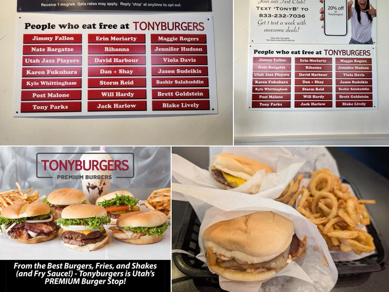 Tonyburgers Menu