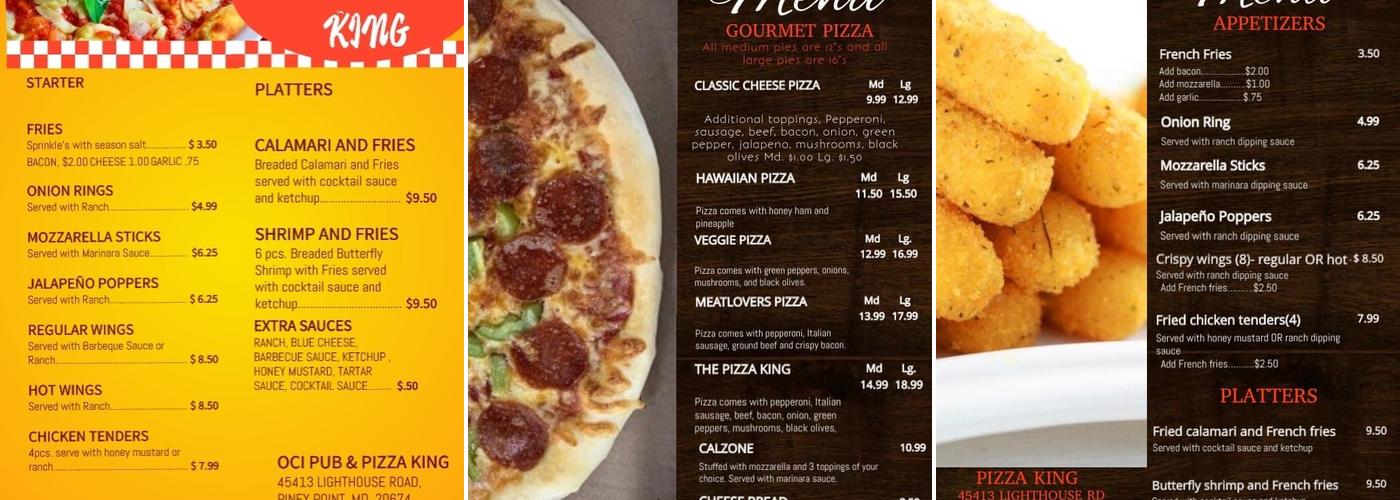 OCI Pub / Pizza King Menu