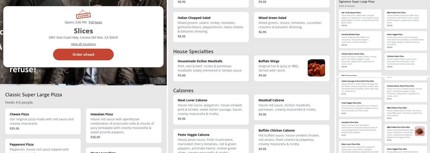 Slices Menu