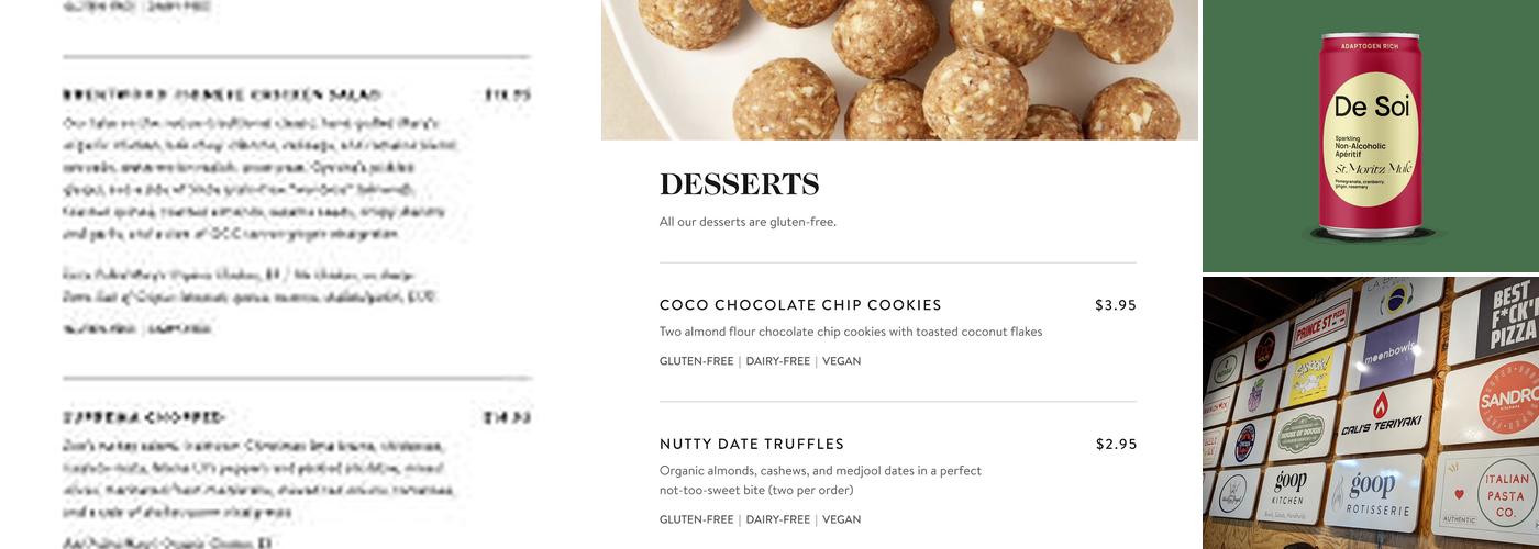 goop Kitchen Menu