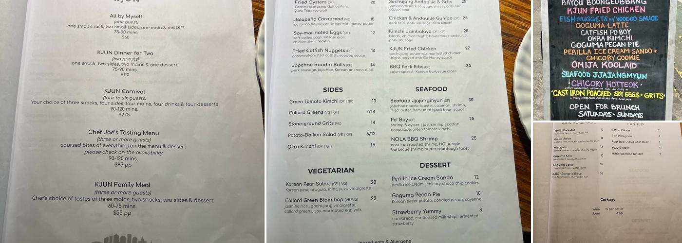 KJUN Menu