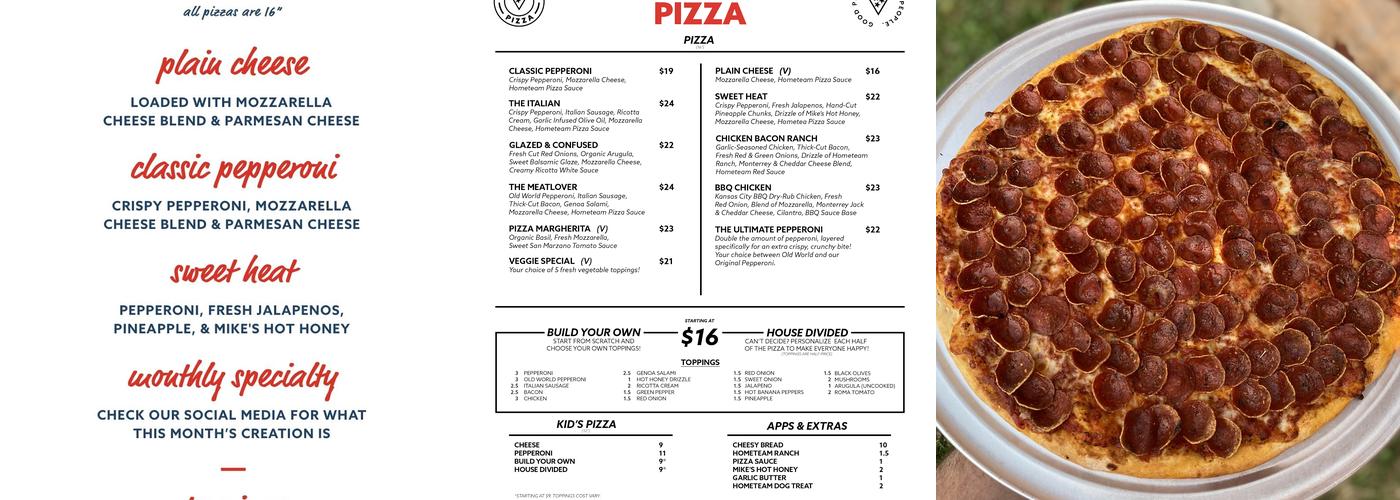 Hometeam Pizza Menu