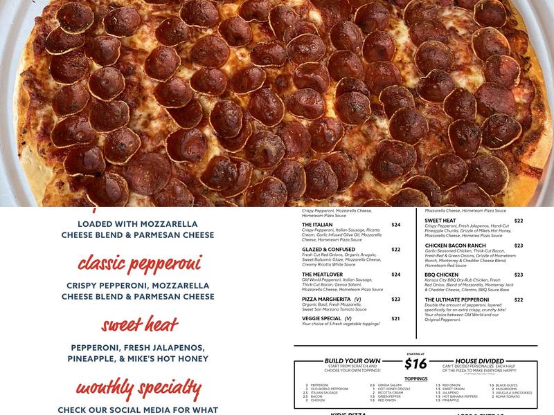 Hometeam Pizza Menu