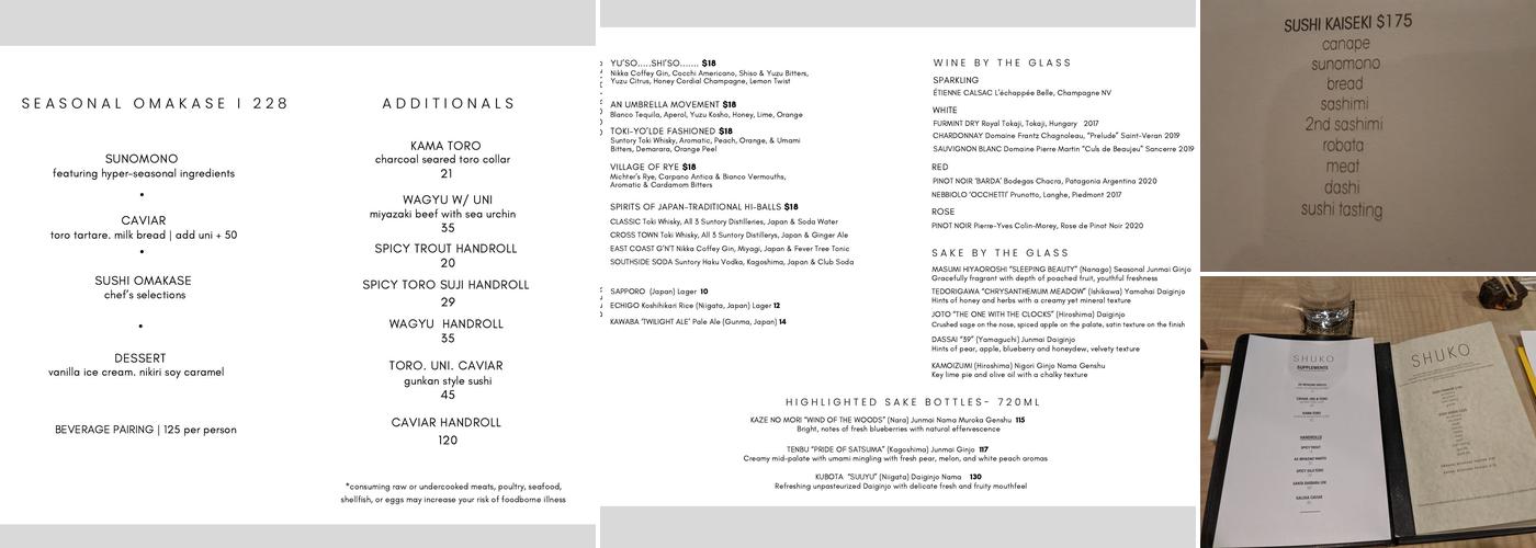 Shuko Menu