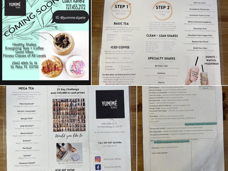 Yumme St Pete Herbalife Nutrition Club Menu