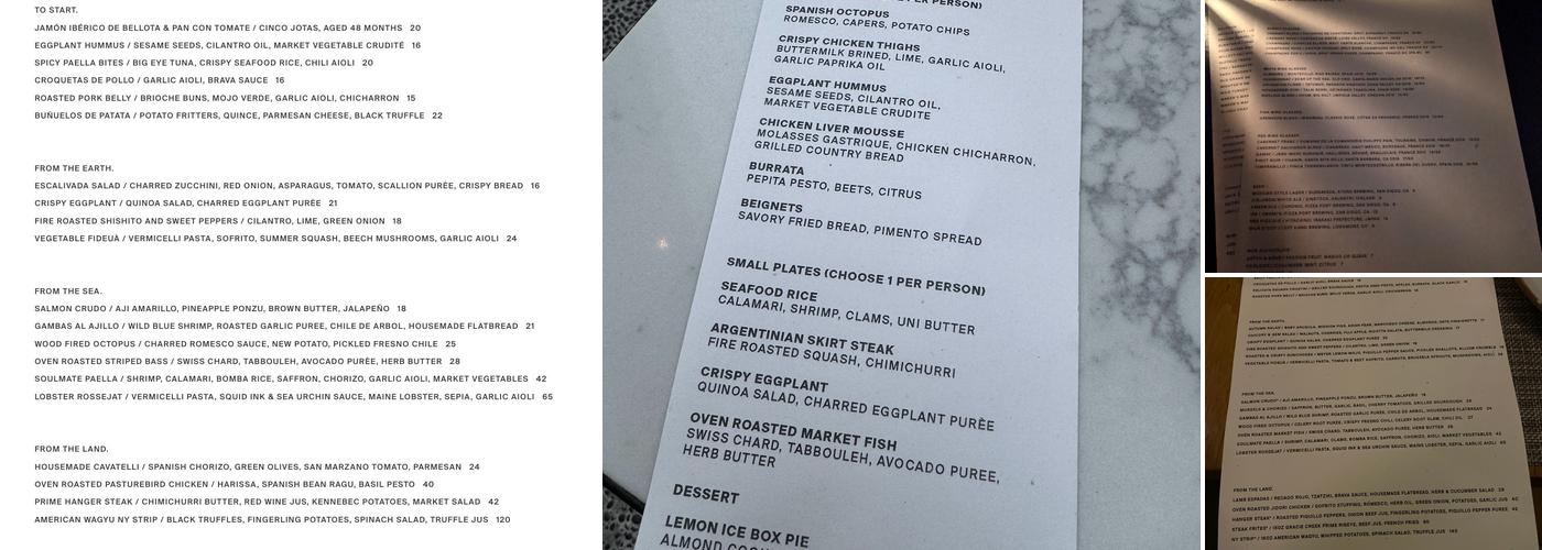 Soulmate Menu