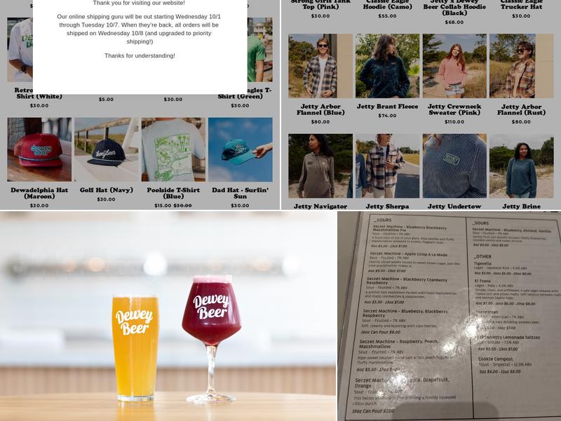 Dewey Beer Company - Harbeson Menu