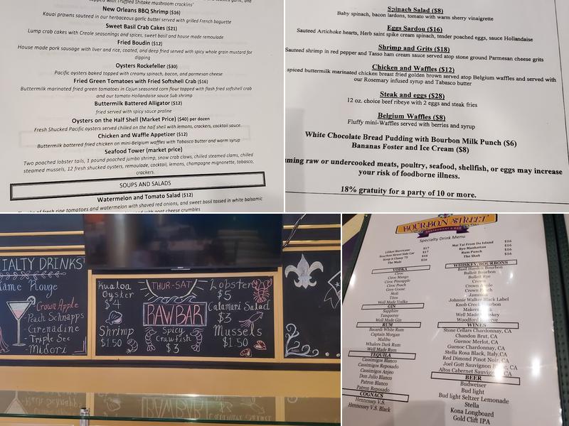 Bourbon Street Menu