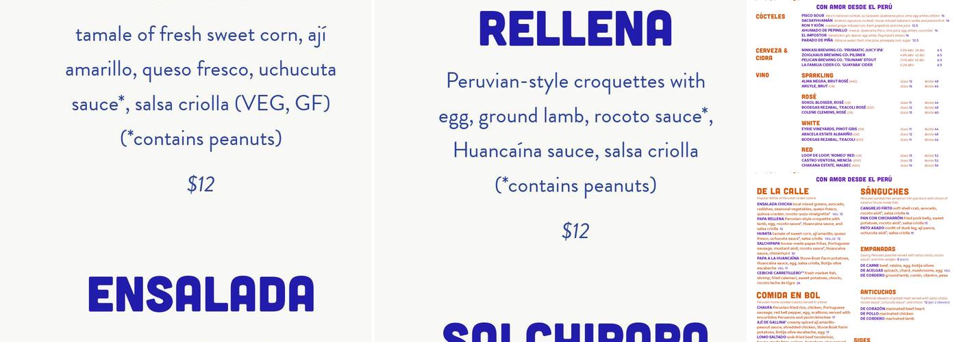 Chicha Menu