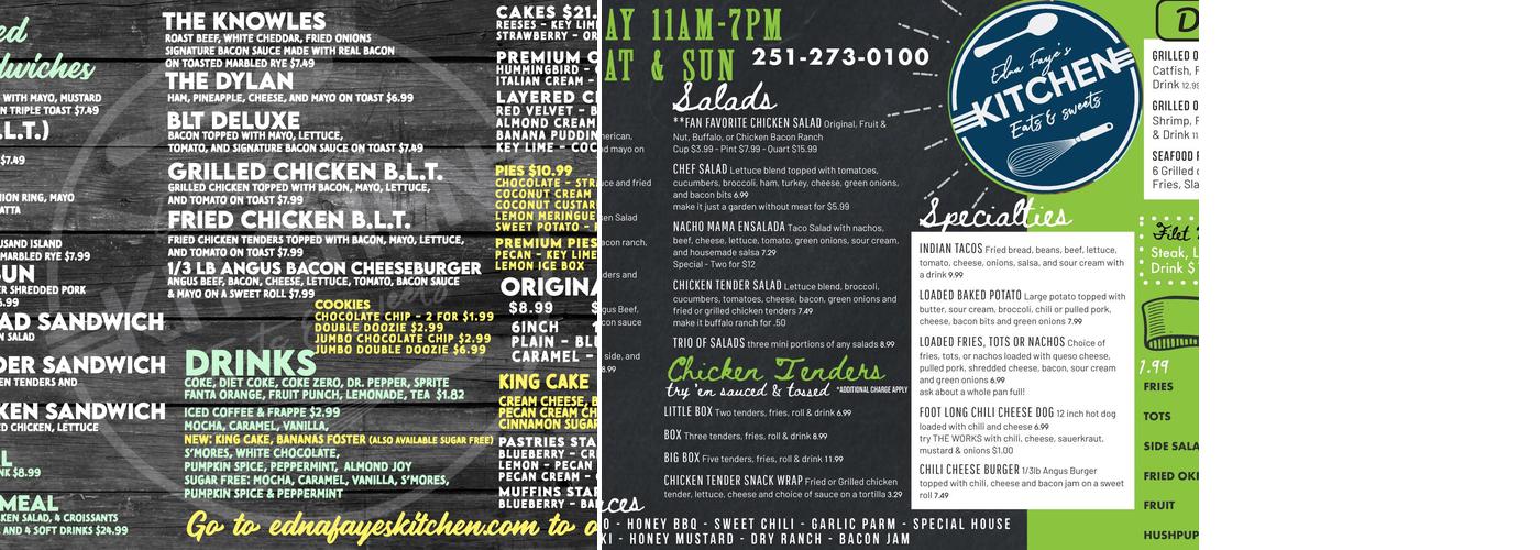Edna Faye's Kitchen Menu