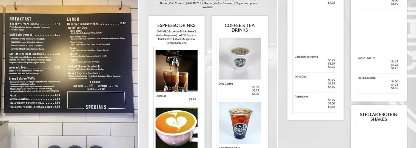 Stellar Coffee Co. Menu