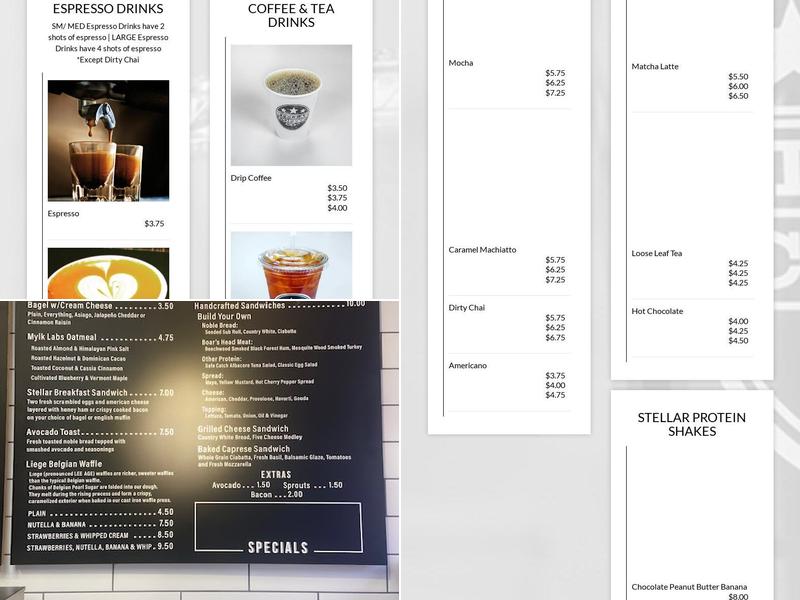 Stellar Coffee Co. Menu