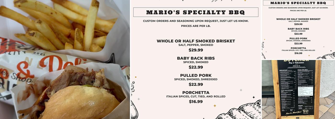 Mario's Butcher Shop Menu
