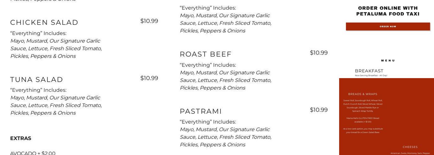 Dandy Sandos Menu