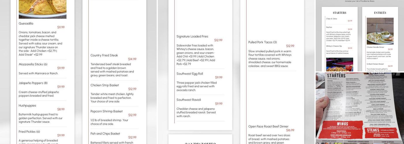 Thunderbirds Grille Menu
