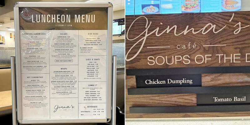 Ginna's Cafe Menu