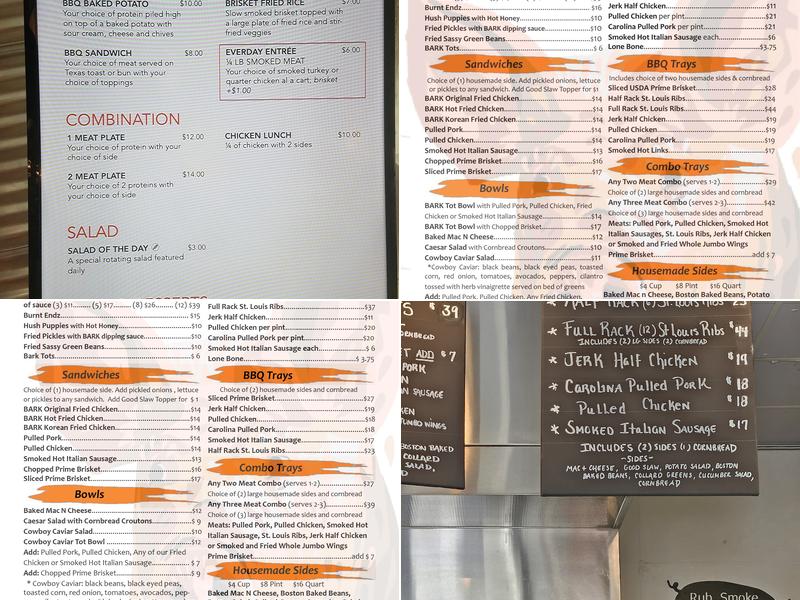 BARK BBQ Menu