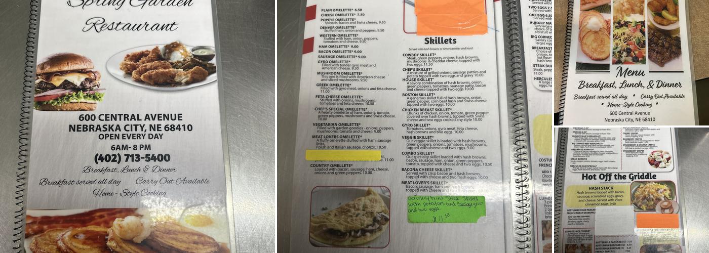 Nebraska Family Restaurant Menu