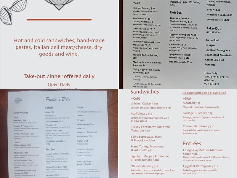 Paolo’s Deli Menu