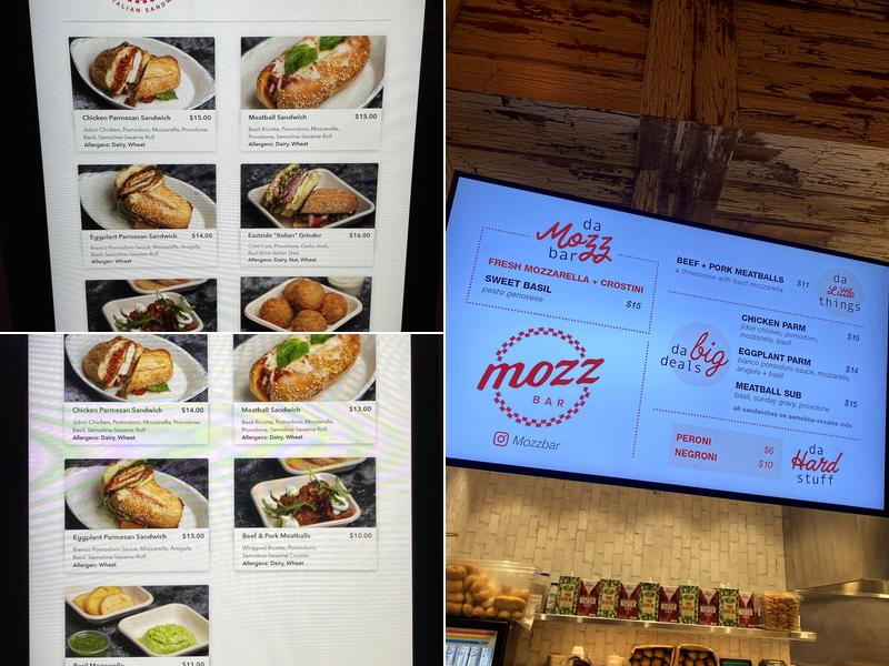 Mozz Bar By James Tree Menu