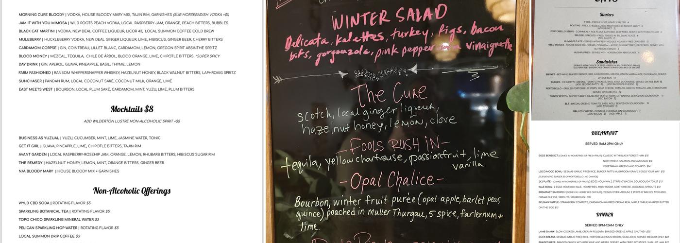 Conservatory Bar Menu