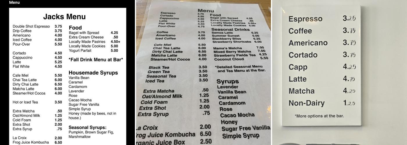Jacks Menu