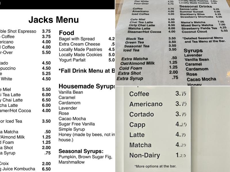 Jacks Menu