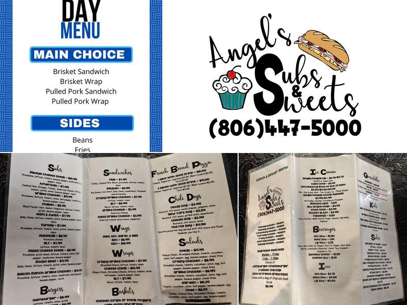 Angel's Subs & Sweets Menu