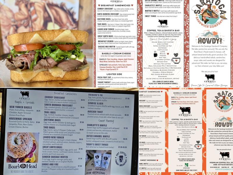 Saratoga Sandwich Company Menu