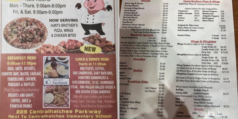 Hog Wallar Cafe Menu