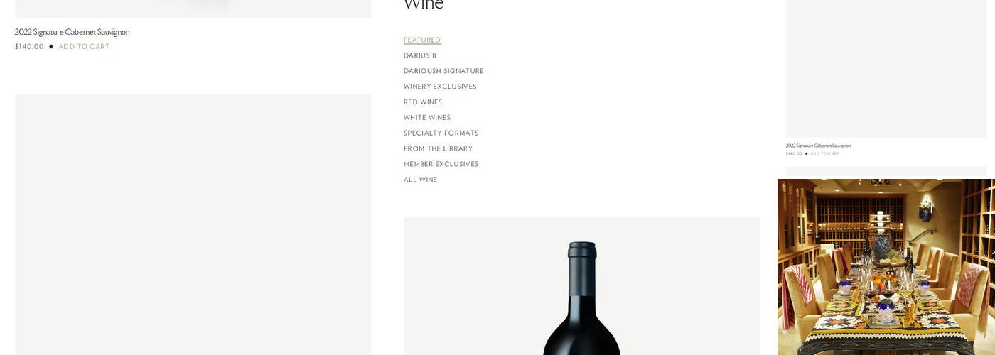 Darioush Winery Menu