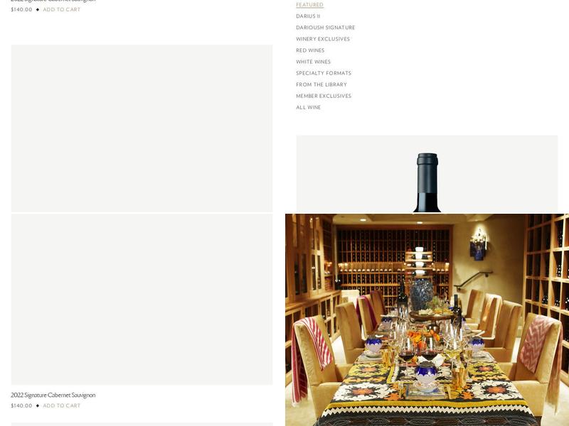 Darioush Winery Menu