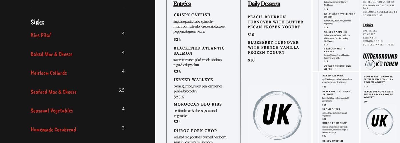 Underground Kitchen Menu