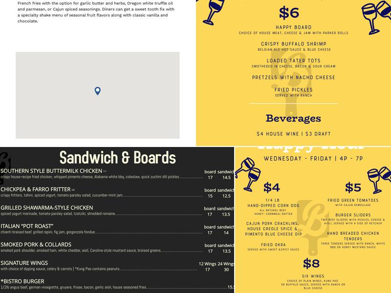 Bread and Burger Menu
