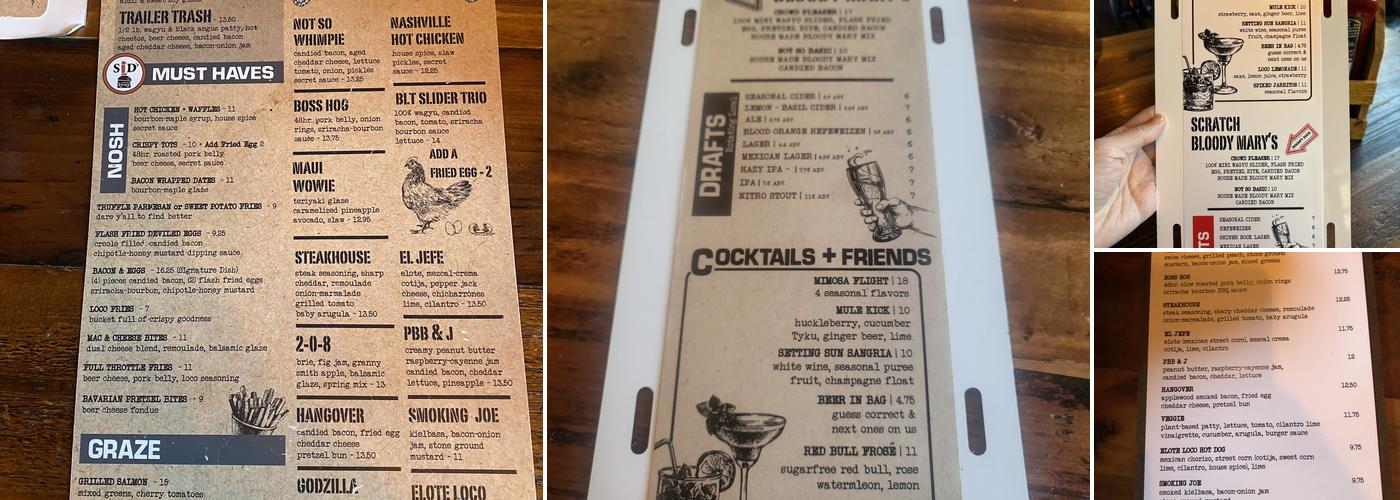 Sid's Garage Menu
