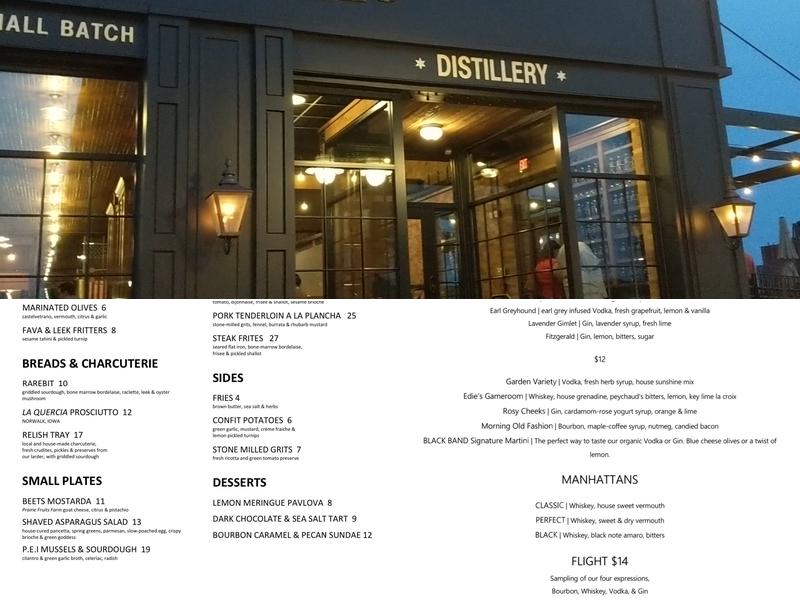 BLACK BAND Distillery Menu