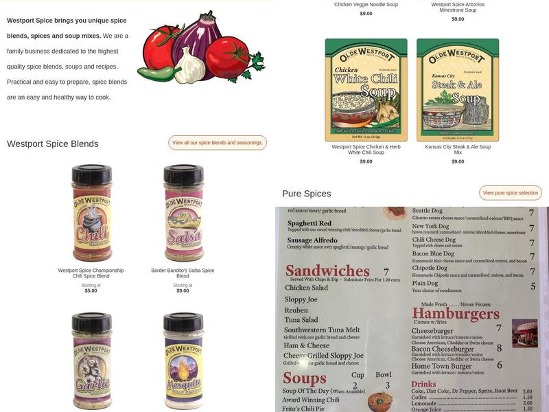 Westport Spice & Trading Co. Menu