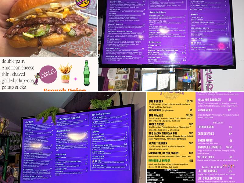 Bub's NOLA Menu