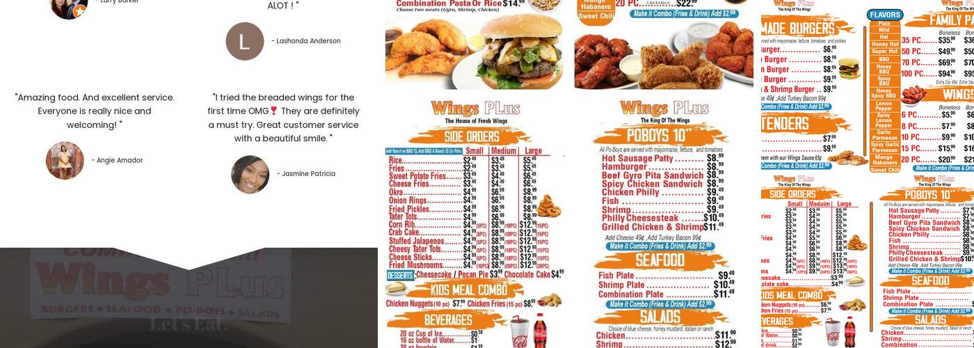 Wings Plus Menu