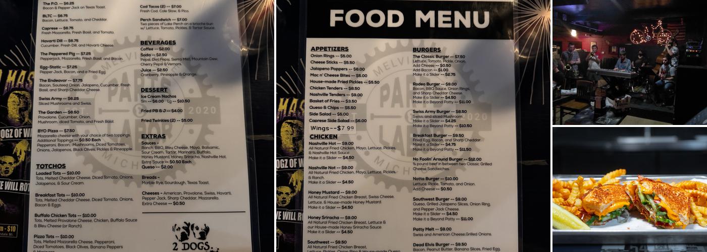 Parts & Labor Bar Menu