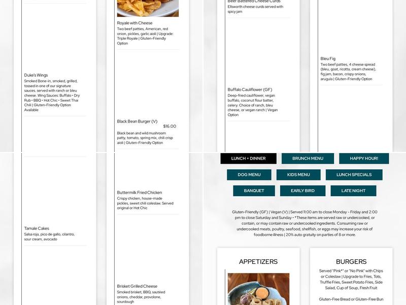 Duke'S on 7 Menu
