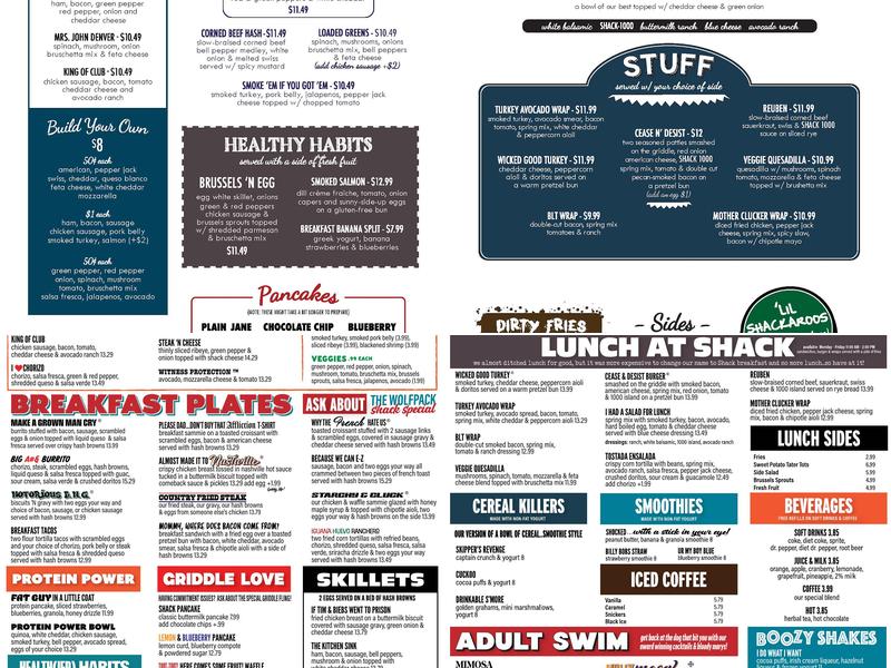 Shack Breakfast & Lunch Menu