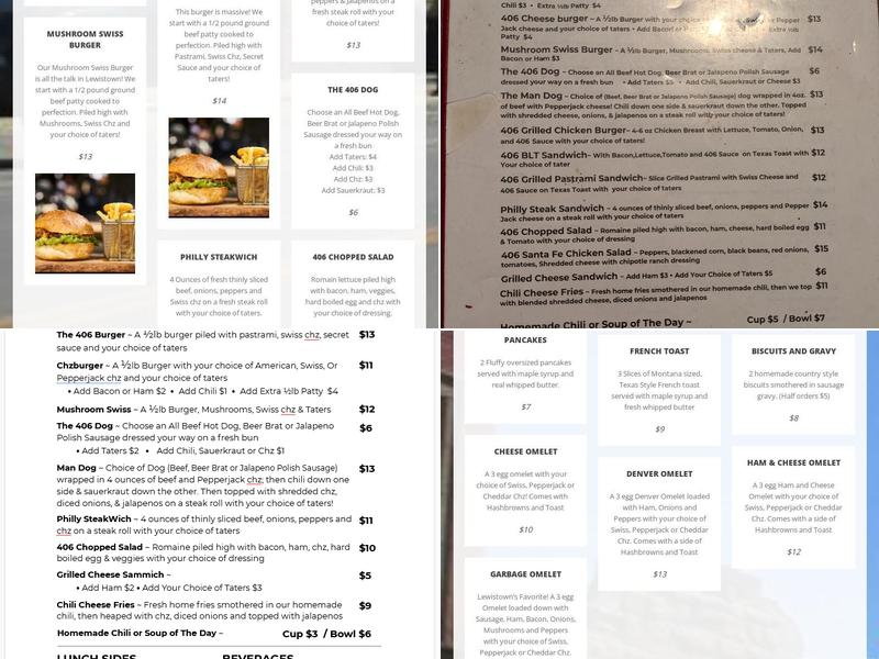 406 Cafe Menu