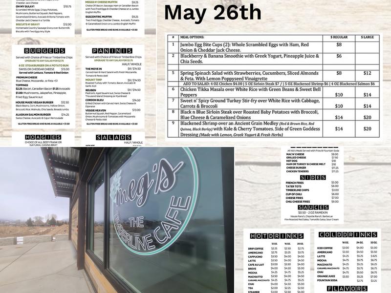 Meg's Timberline Cafe Menu