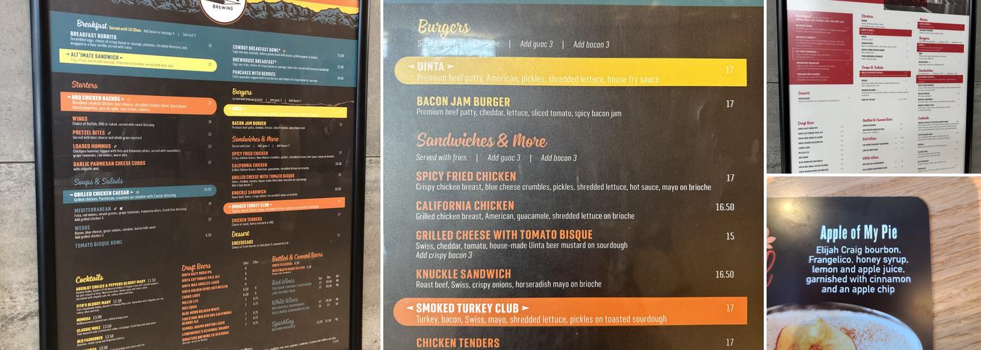 Uinta Brewing Company Menu