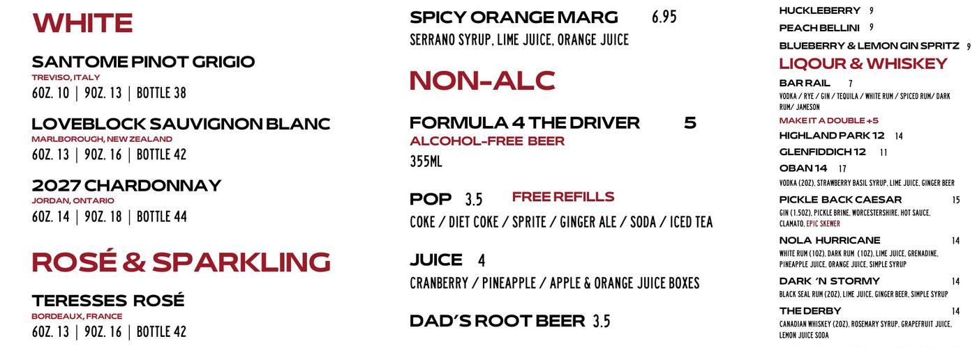 Four Fathers Brewing Co. Menu