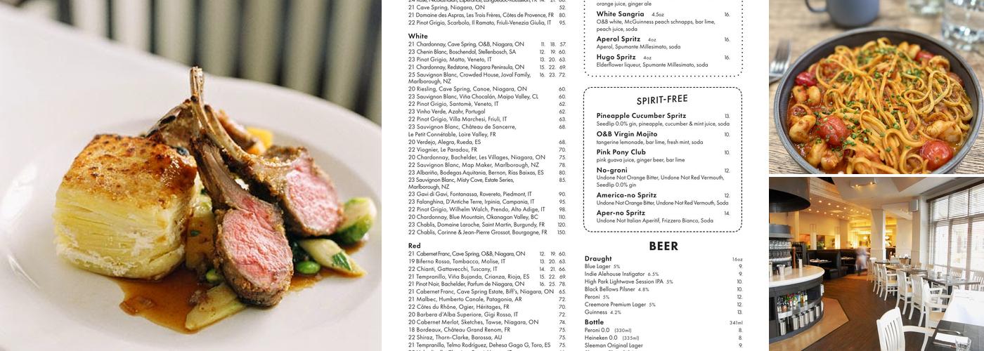 Oliver & Bonacini Café Grill, Blue Mountain Menu